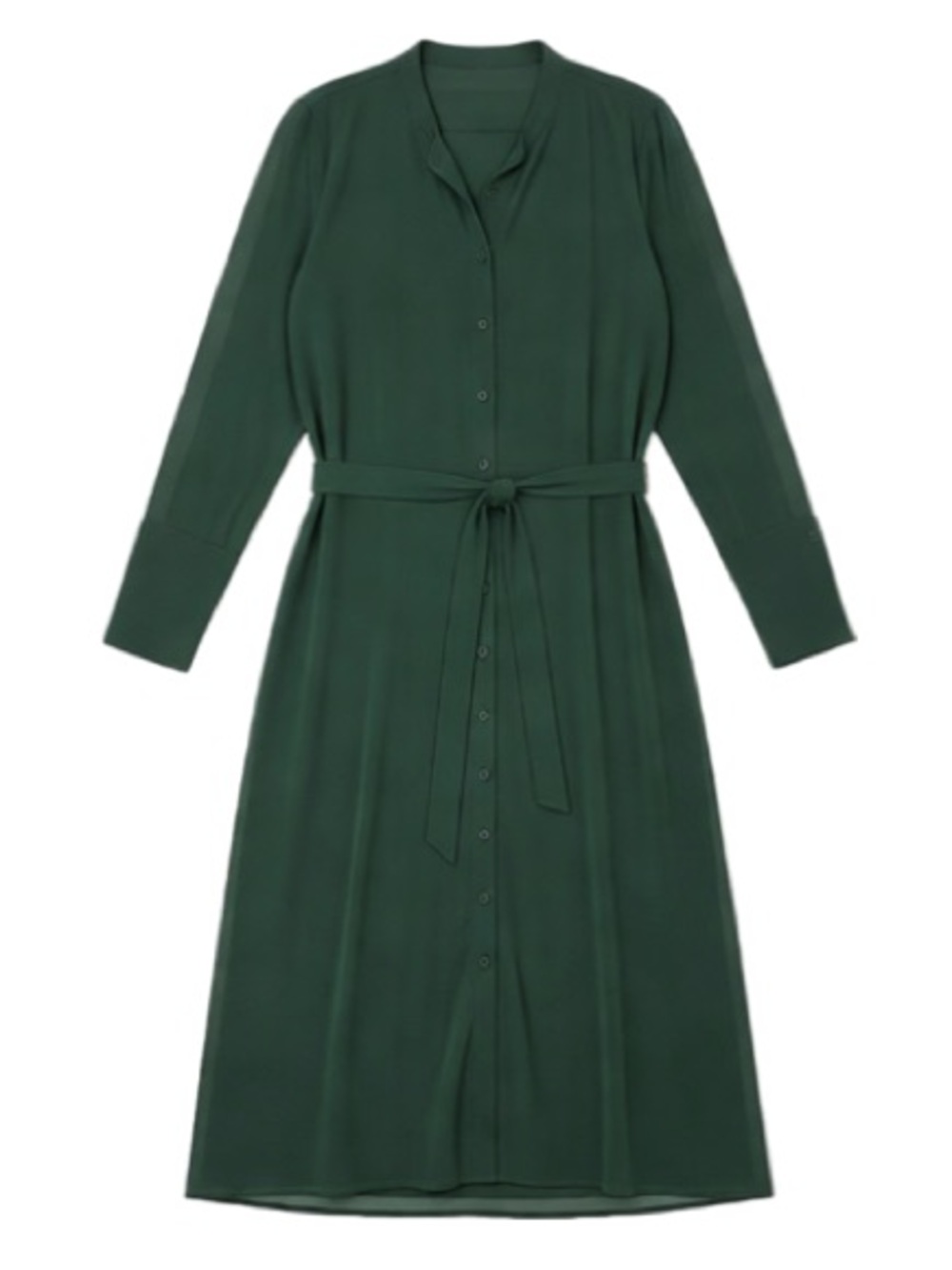 Banana Republic Forest Green Button-Front Tie-Waist Midi Dress